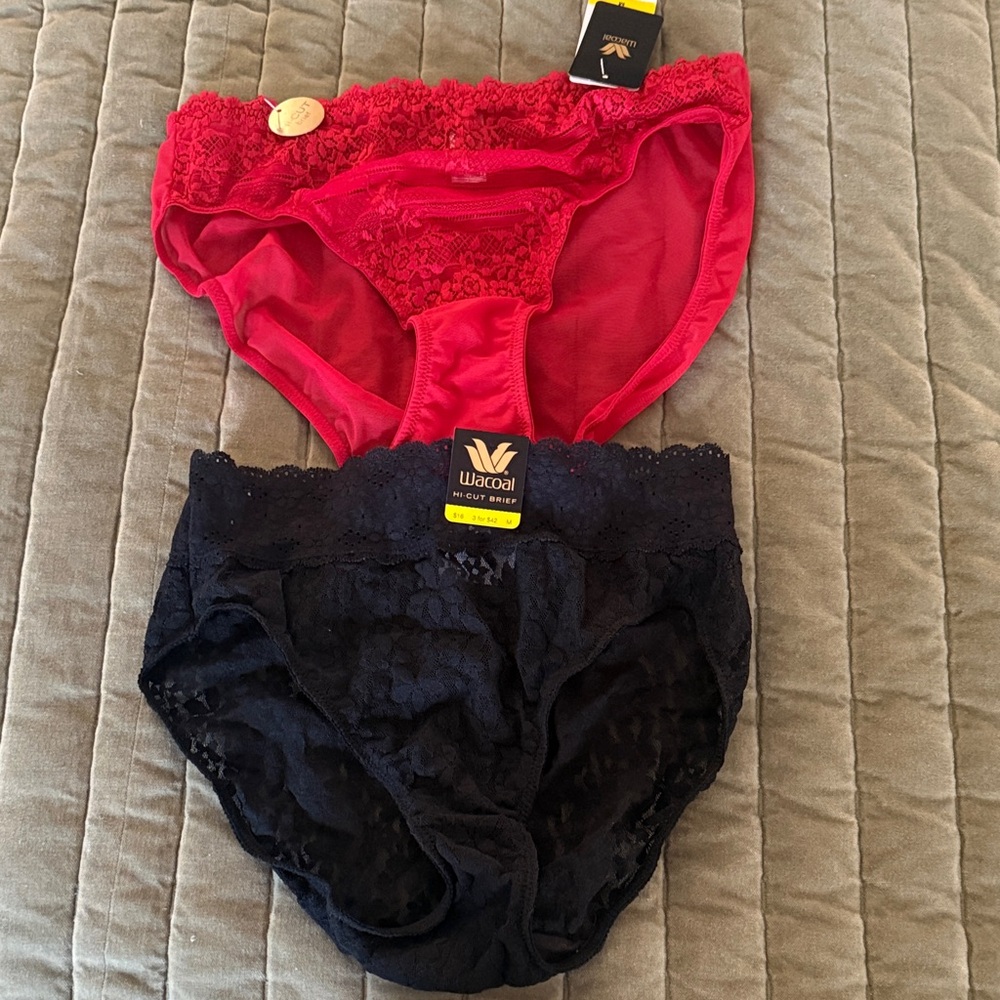 Wacoal Vibrant Red and Classic Black Lace Panties